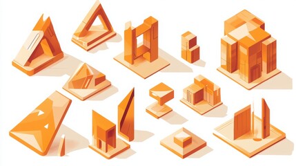 Colorful Geometric Shapes and Structures in Warm Tones