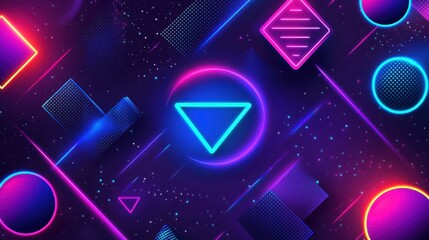 Bright Neon Shapes on Dark Background with Futuristic Vibes