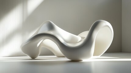 Elegant Modern Sculpture with Curved Forms and Soft Shadows