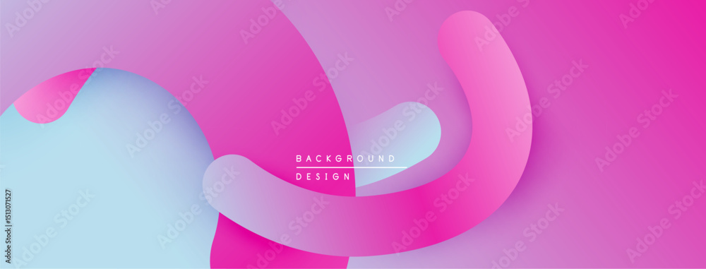 Poster Abstract fluid shapes, pinks, blues blend. Modern design, gradient effect creates dynamic visual experience. Minimalist aesthetic.