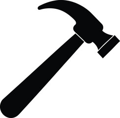 hammer and nail Silhouette vector illustration on transparent background