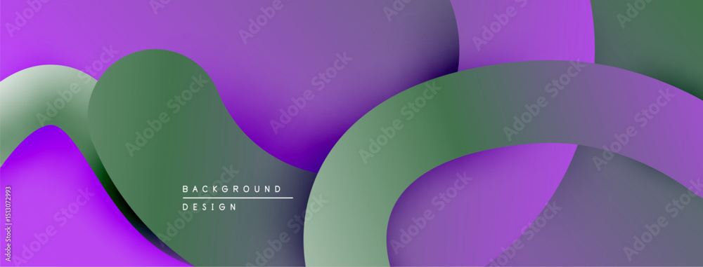 Poster abstract fluid shapes overlap, creating layered purple, green gradients. minimalist design suggests 
