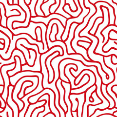 solid red thick organic line pattern continuous on white background vector style, Ai generated images