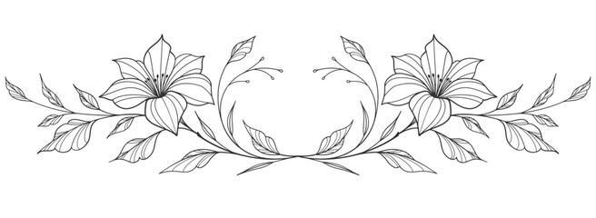 Fototapeta premium Sketch Floral Botany Collection. flower drawings. Black and white with line art on white backgrounds. Hand Drawn Botanical Illustrations.Vector