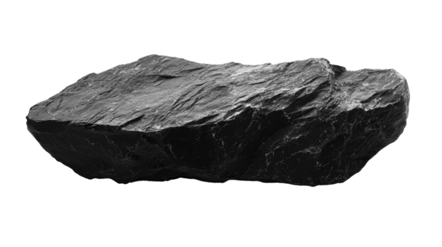 Dark, rough rock against black