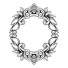 illustration art balck and white hand drawn engraving frame ornament design