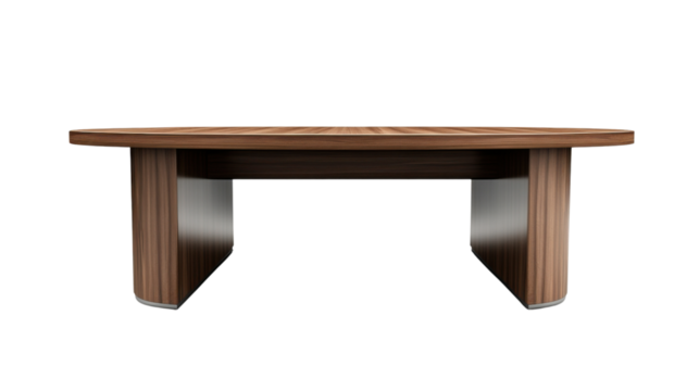 Office Conference Wooden Table Isolated on White – Modern Business Furniture, Rectangular Meeting Table with Wood Texture

