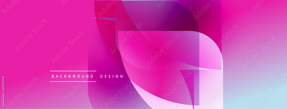 Fototapete Abstract gradient background. Overlapping shapes create dynamic visual effect. Pink, purple, blue hues dominate composition. Modern design element.