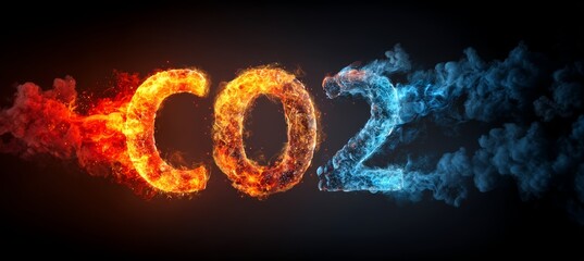 Carbon footprint emission. Nature ecology growth environment concept. World earth day. Generative AI technology.