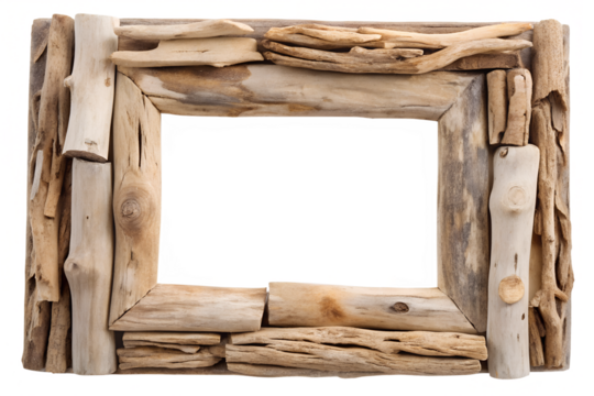 Handcrafted rectangular photo frame made from natural driftwood