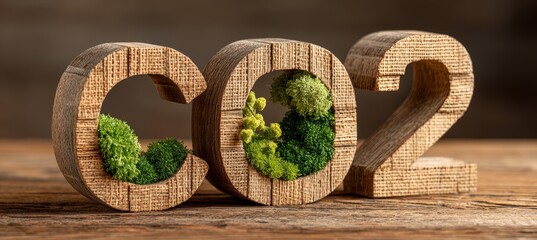 CO2 carbon footprint. Nature ecology growth environment concept. Generative AI technology.