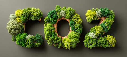 Green lush Co2 sign. Nature ecology growth environment concept. World earth day. Generative AI technology.
