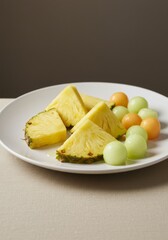Sweet Summer Fruit Salad on White Plate