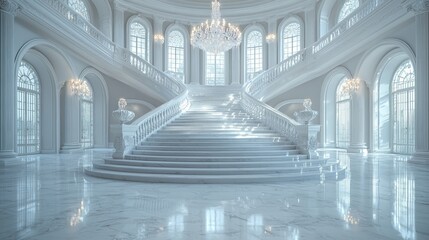 Obraz premium Grand white palace staircase