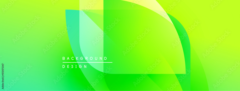 Aufkleber abstract green layers create dynamic background. smooth gradients, modern design, vibrant colors, si