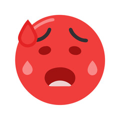 Fototapeta premium A red sweating emoji face depicting extreme heat or feeling hot 