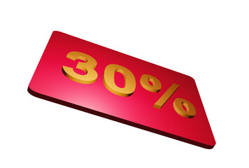 30 percent discount font in 3d style. Special offer 30% discount.