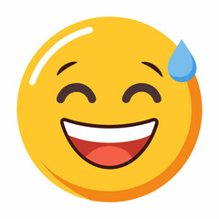 A smiling face emoji with a drop of sweat  conveying relief emotions 
