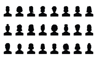 People head vector silhouette set