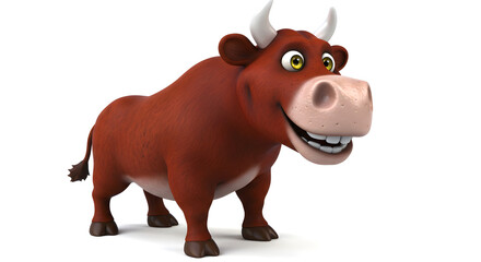 Fototapeta premium Cartoonized bull on white background 