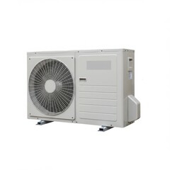 Fototapeta premium Air conditioner outdoor unit isolated on white background. for cooling, heating, ventilation and climate control use cases.