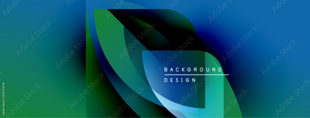 Aufkleber Abstract gradients blend blues, greens. Overlapping shapes create dynamic visual effect. Text reads background design. Modern, vibrant composition.