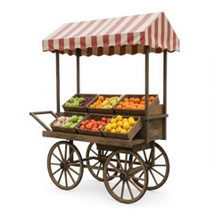 Fruit stand with various fruits isolated on white background. for market and grocery store use.
