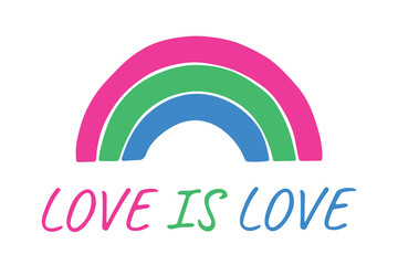 Colorful rainbow shape Polysexual pride flag Happy pride day LGBTQIA community Pride Month Vector hand drawn doodle for posters, stickers, logo, cards