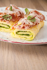 Savory pasta rolls filled with greens