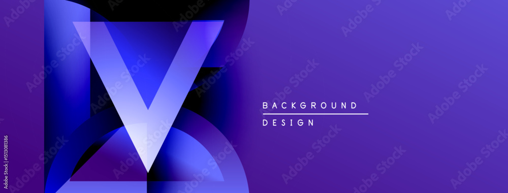 Leinwandbilder Abstract purple design features layered shapes forming letter V. Gradient colors create dynamic visual effect. Text reads background design.