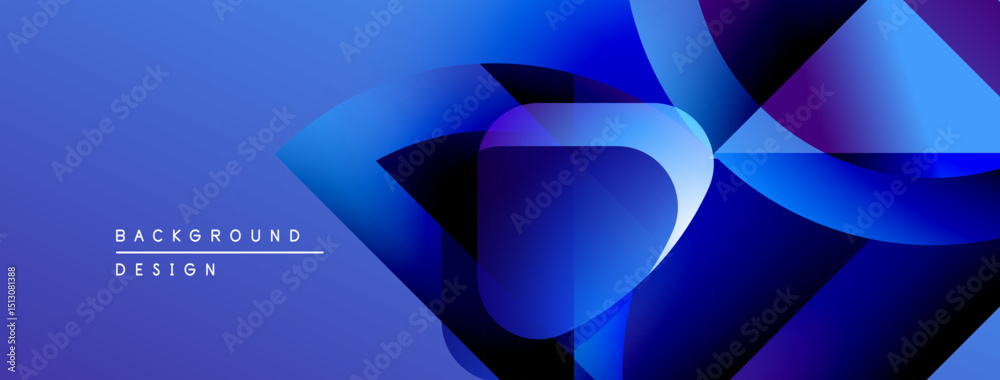 Leinwandbilder Abstract blue design features overlapping geometric shapes. Gradient colors create dynamic visual effect. Modern background texture.