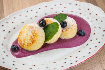 Creamy dessert with fresh berries