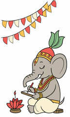 Ganesh chaturth, isolated on white background