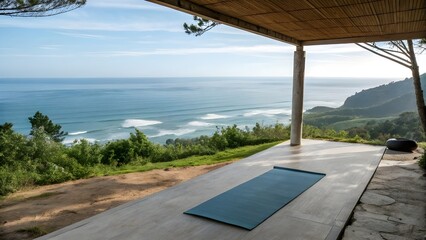 Peaceful retreat by the sea a calming yoga session with ocean views bringing inner balance and mindfulness with natural