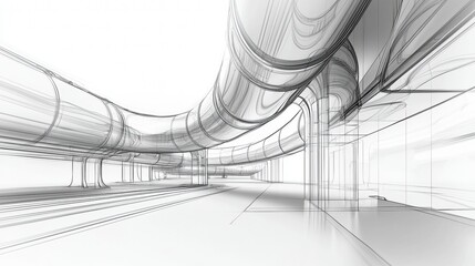 Intricate architectural design showcasing curved structures in a modern indoor space during daylight hours