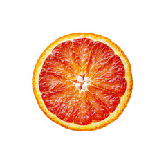 Vibrant Cross-Section of a Blood Orange Slice on Transparent Background