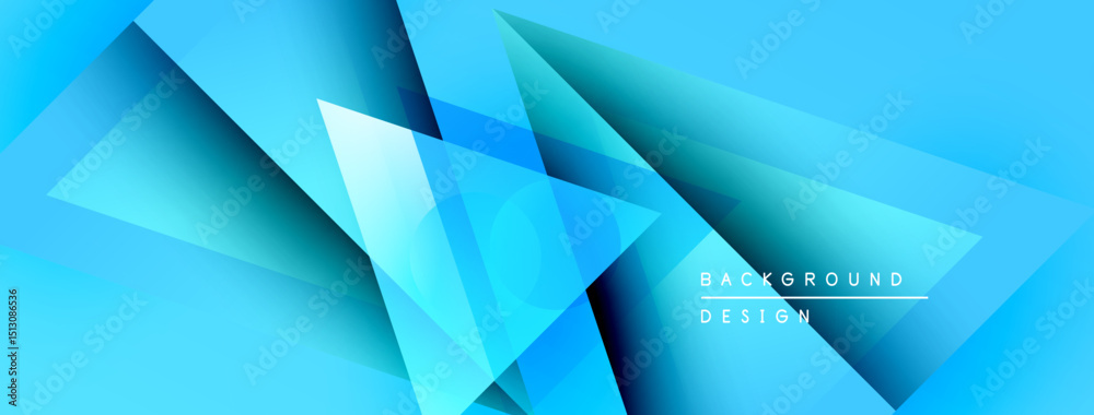 Aufkleber Abstract blue background features geometric shapes, gradients, overlapping layers. Modern design evokes energy, depth, visual interest.