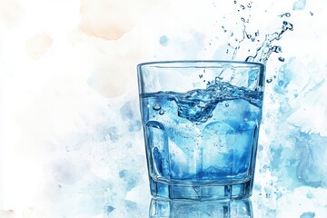 Glass of water isolated on white background. A glass of water with a lot of bubbles. The bubbles are small and scattered throughout the glass.