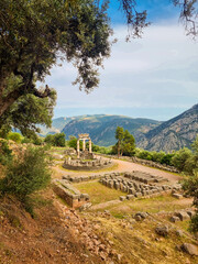 greece delphi temple of athena pronaia and tholos  ancient  Delphi, Greece