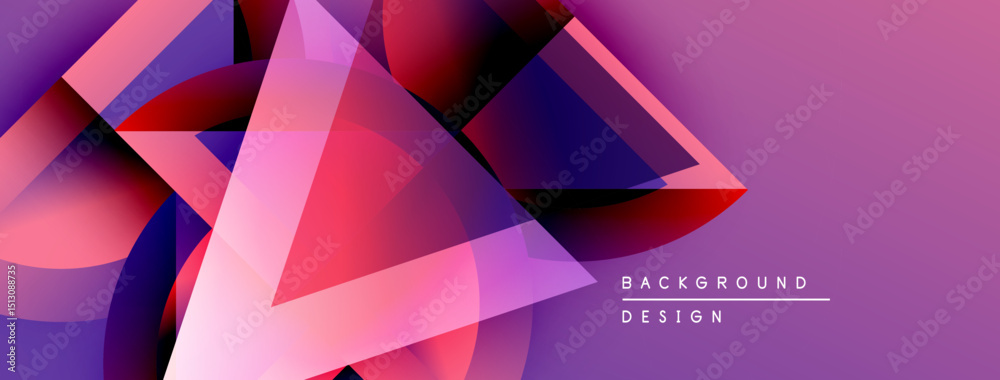 Aufkleber abstract geometric shapes overlap, creating vibrant purple, pink hues. modern design suggests depth,