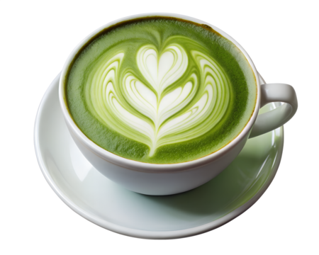 Matcha Latte with Heart Shaped Foam Art