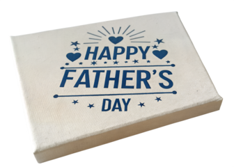 Happy Father's Day Beige Sign with Blue Stars and Hearts
