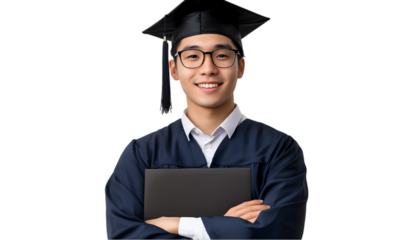 Proud Graduate: Celebrating Academic Achievement on white background