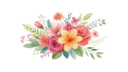 Watercolor floral design with pink and white peonies, roses, and assorted greenery on a white background perfect for weddings, greeting cards, and elegant spring decor