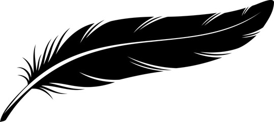 Obraz premium Black Feather silhouette. Hand drawing vintage art realistic quill feather. Vector Illustration Featuring Various Feather Shapes for Decorative Design, Nature Themes