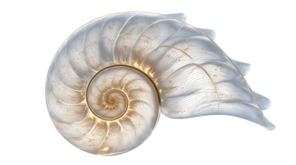 Seashell icon with elegant spiral lines, transparent background