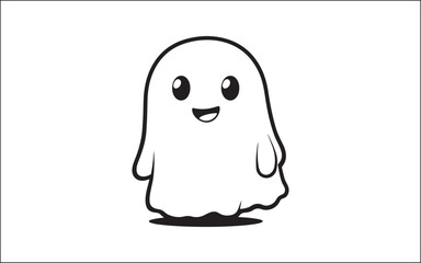 Obraz premium Boo, scary ghost flat vector illustration for Halloween, cartoon character for holiday.