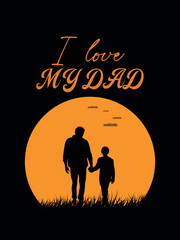 I Love My Dad T-Shirt – Father and Son Silhouette Design for Father's Day