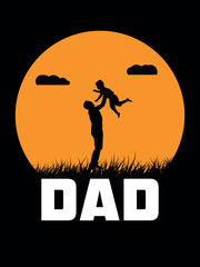 Sunset Dad and Child Silhouette T-Shirt – Father’s Day Gift Shirt for Dad

