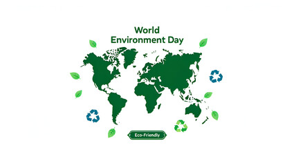 Green leaves form a world map illustration